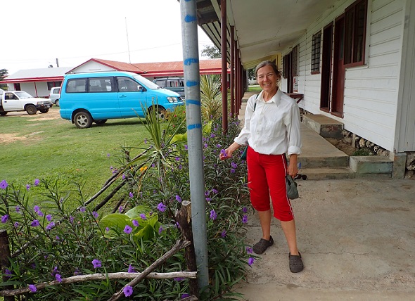 Alison and ruellia plants outside Pangi government offices